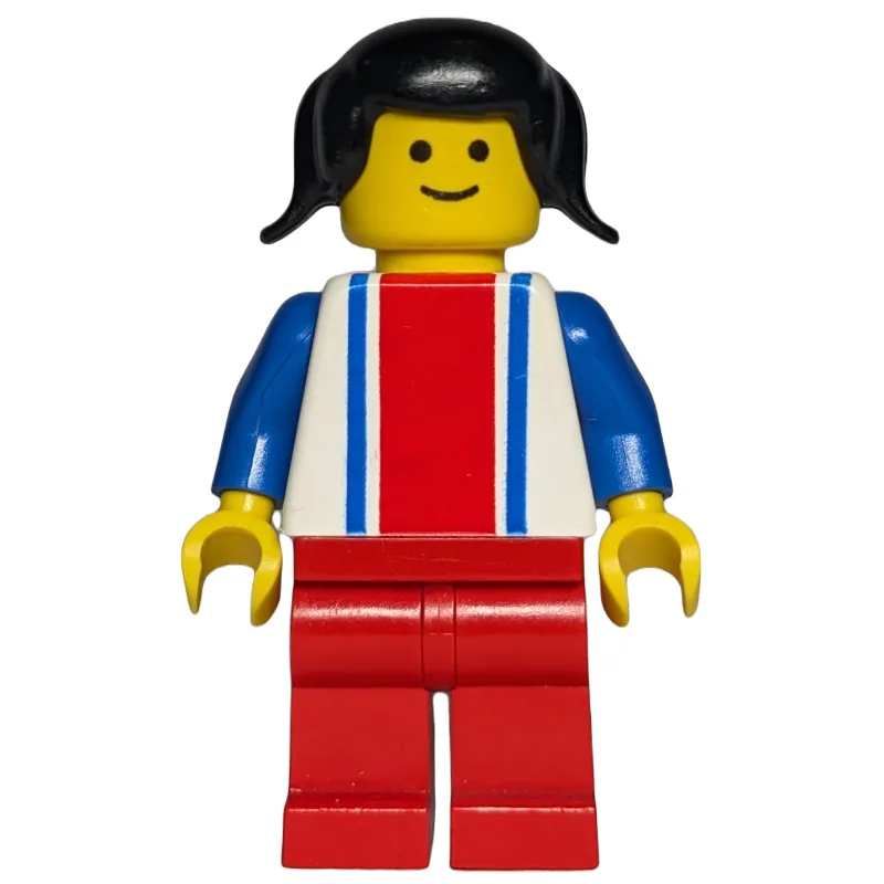 Woman, White Top with Large Red Stripe and 2… — minifigurine LEGO | Brick Broker