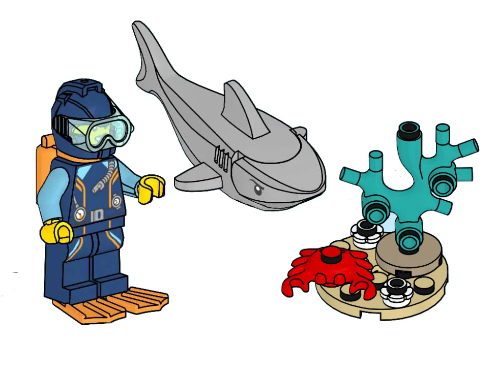 LEGO 952406 Plongeur, requin et crabe - prix | Brick Broker