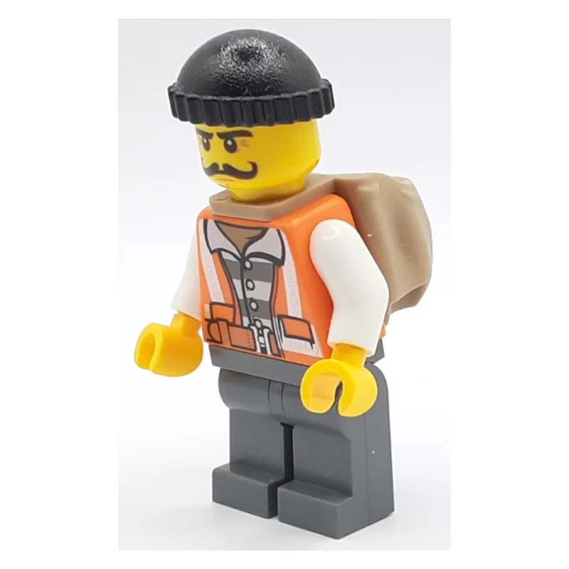 Criminal, Open Orange Safety Vest Over Prison… — minifigurine LEGO | Brick Broker