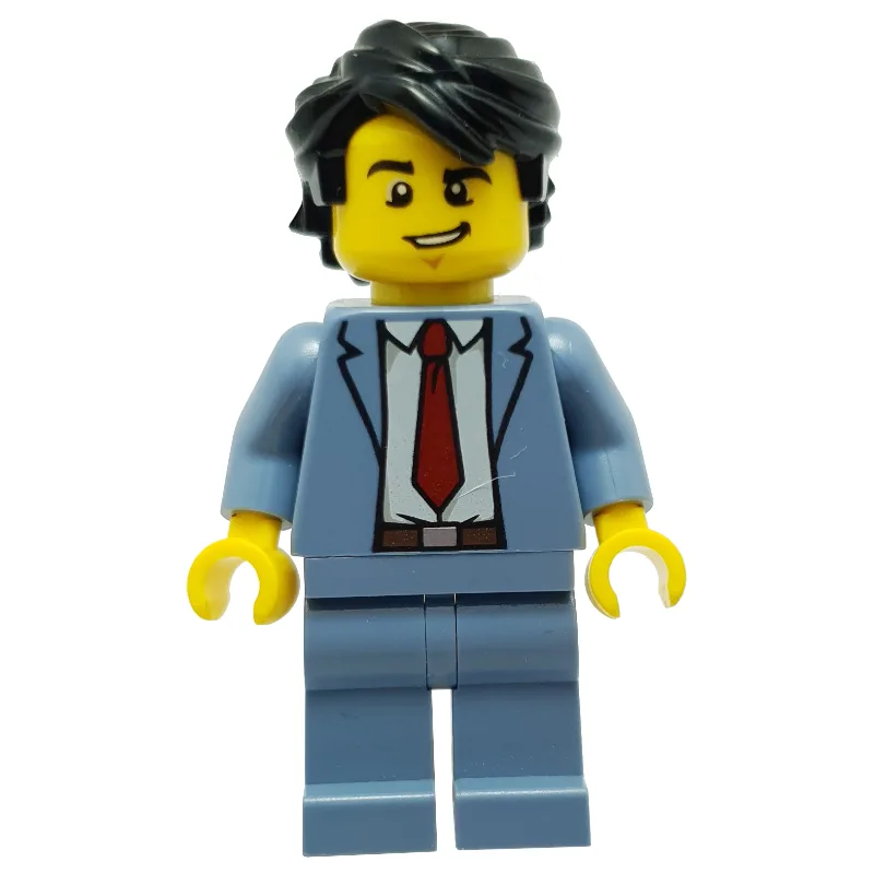 Sand Blue Torso, Sand Blue Legs, Black Hair — minifigurine LEGO | Brick Broker