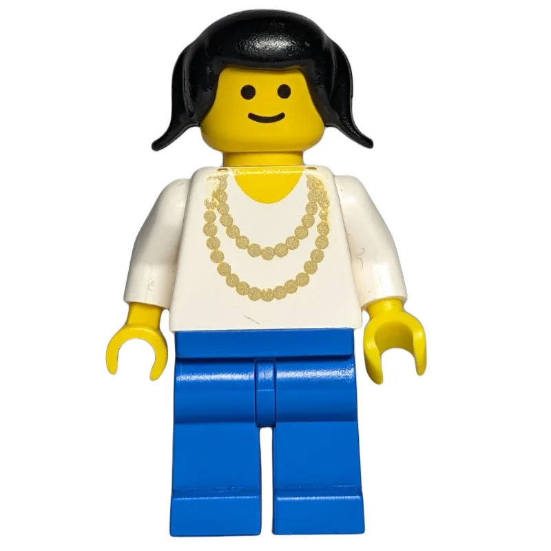Woman - White Torso, Yellow Necklace, Blue Le… — minifigurine LEGO | Brick Broker