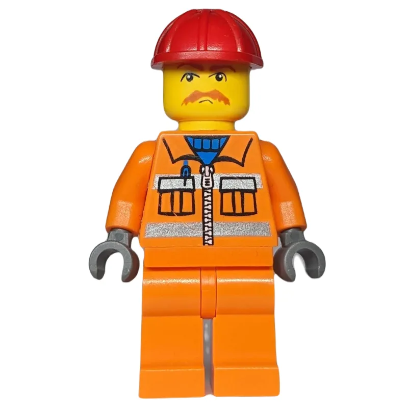 Train Worker - Orange Safety Vest, Orange Leg… — minifigurine LEGO | Brick Broker