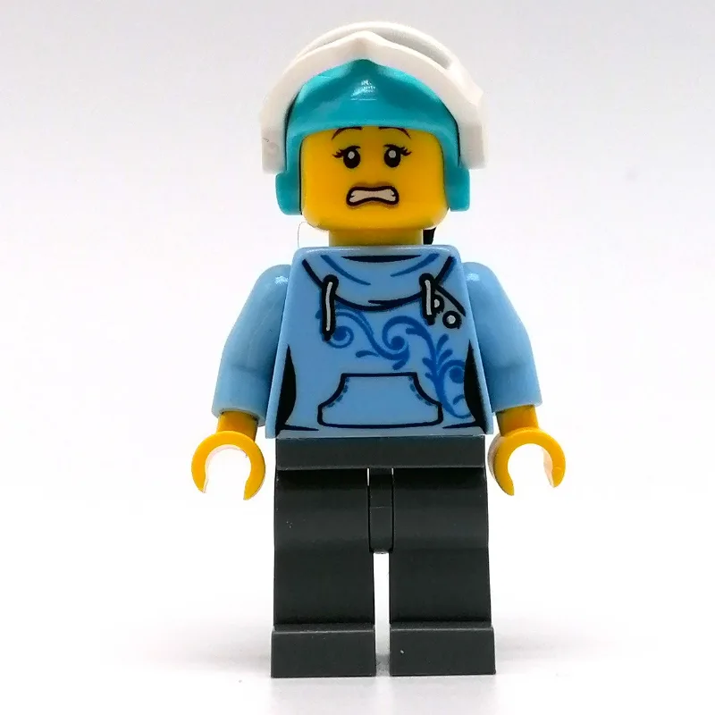 Woman, Bright Light Blue Hoodie, Dark Bluish… — minifigurine LEGO | Brick Broker