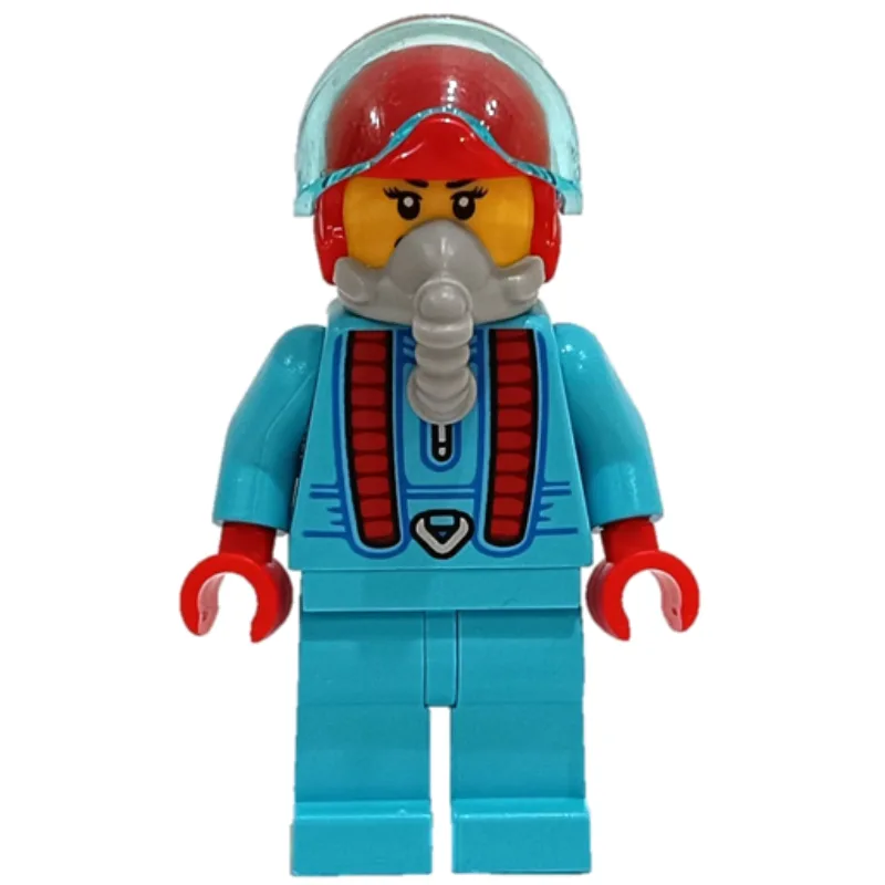 Stunt Rider, Medium Azure Jumpsuit, Red Helmet — minifigurine LEGO | Brick Broker