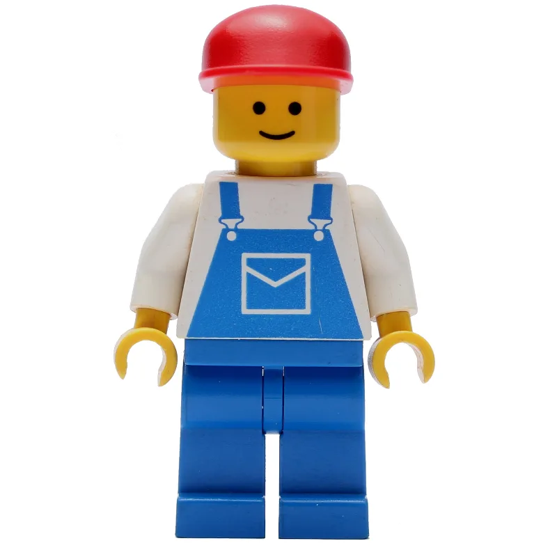 Man, Blue Overalls, Red Cap (3626b Head) — minifigurine LEGO | Brick Broker