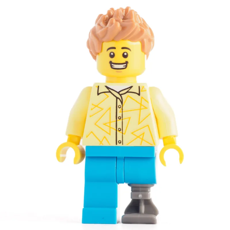 Man, Bright Light Yellow Shirt, Prosthetic Leg — minifigurine LEGO | Brick Broker