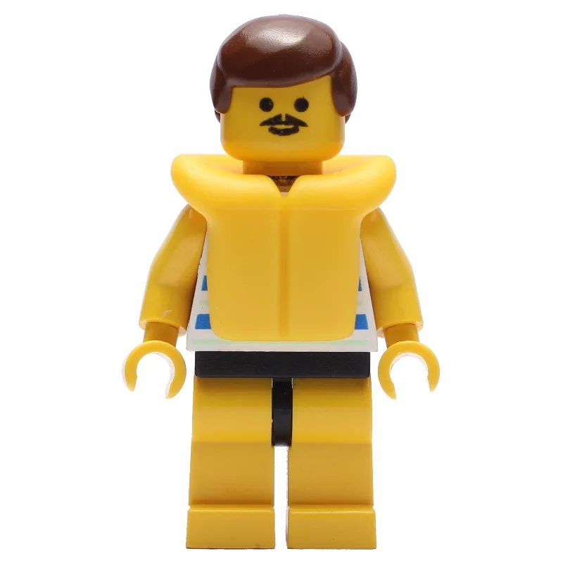 Man, Blue and White Striped Swimsuit, Brown H… — minifigurine LEGO | Brick Broker
