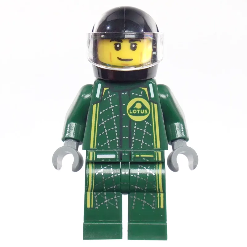 Race Driver, Dark Green Lotus Racing Suit, Bl… — minifigurine LEGO | Brick Broker