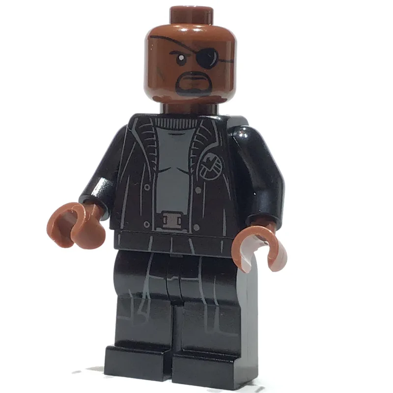 Nick Fury in Long Black Coat Over Gray Sweate… — minifigurine LEGO | Brick Broker