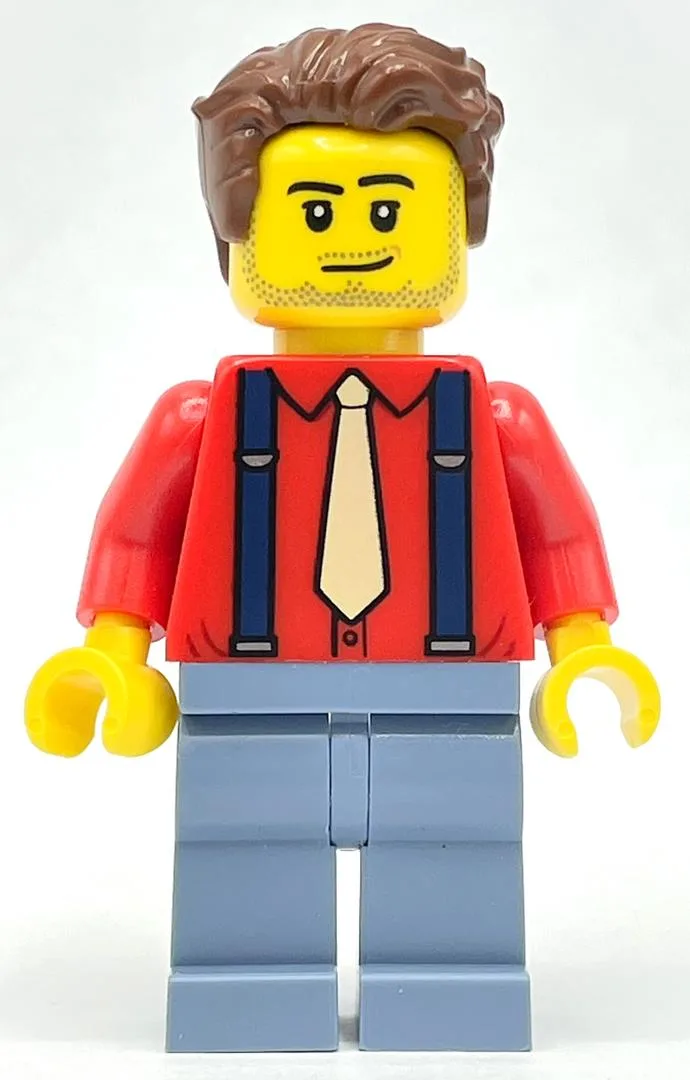 Tailor - Red Torso, Sand Blue Legs, Reddish B… — minifigurine LEGO | Brick Broker