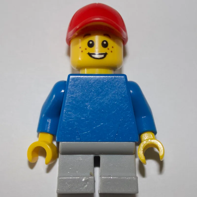 Kid - Blue Torso, Light Bluish Grey Legs, Red… — minifigurine LEGO | Brick Broker