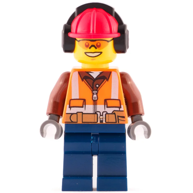 Construction Worker, Orange Safety Vest with… — minifigurine LEGO | Brick Broker