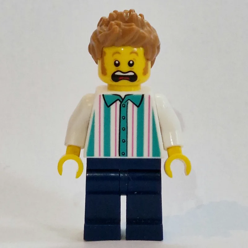 Vendor, White and Dark Turquoise Striped Shir… — minifigurine LEGO | Brick Broker