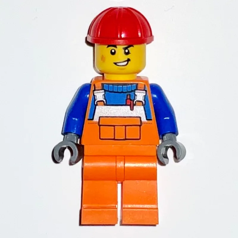 Construction Worker, Orange Overalls, Red Har… — minifigurine LEGO | Brick Broker