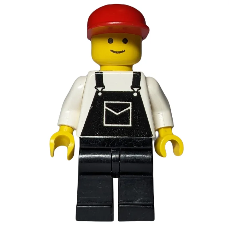 Man, Black Overalls, Red Cap (3626a Head) — minifigurine LEGO | Brick Broker
