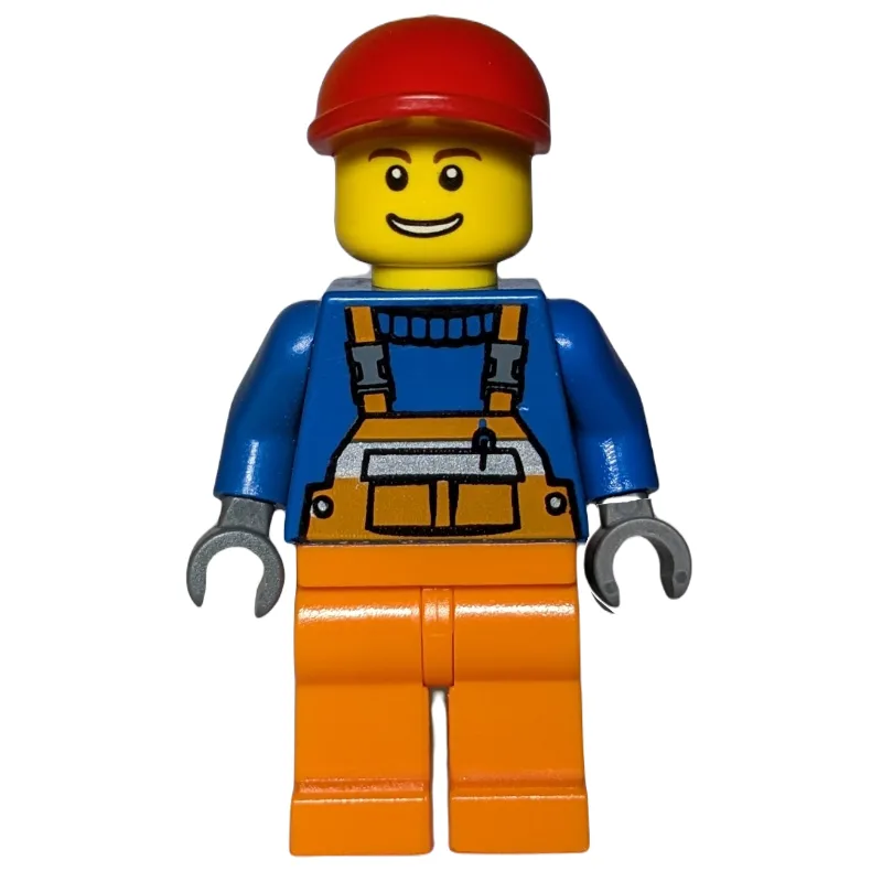 Construction Worker, Orange Overalls over Blu… — minifigurine LEGO | Brick Broker