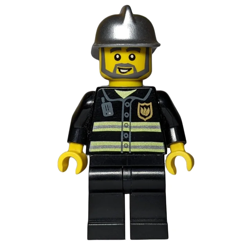 Fireman, Black Fire Jacket with Radio and Bad… — minifigurine LEGO | Brick Broker