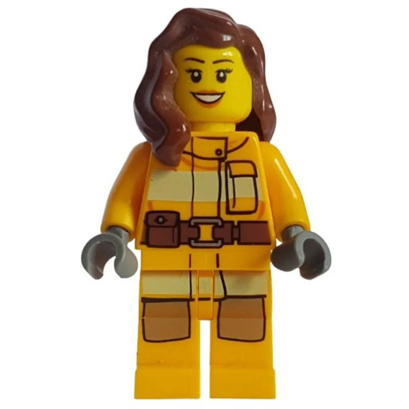 Firewoman, Bright Light Orange Fire Suit, Red… — minifigurine LEGO | Brick Broker
