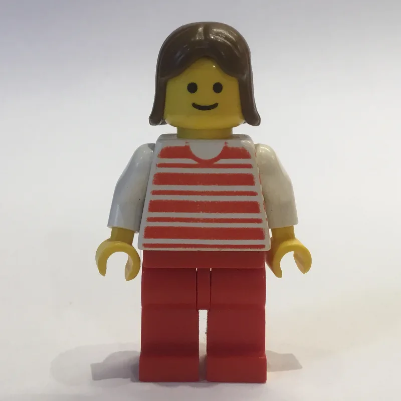 Woman, Red and White Striped Shirt, Red Legs,… — minifigurine LEGO | Brick Broker