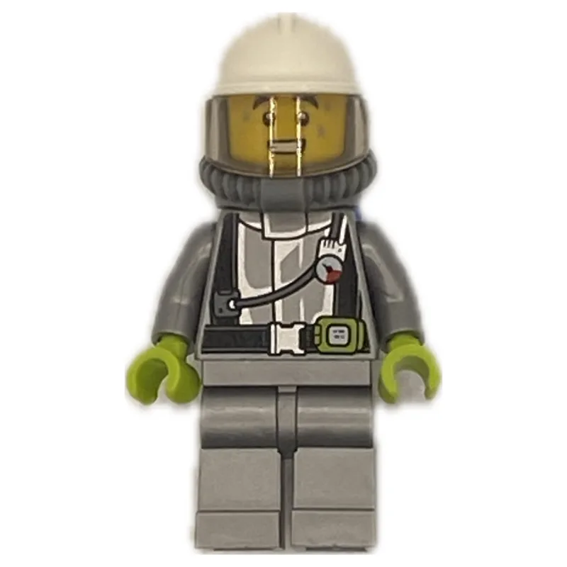 Firefighter, Silver Fire Suit, White Helmet w… — minifigurine LEGO | Brick Broker