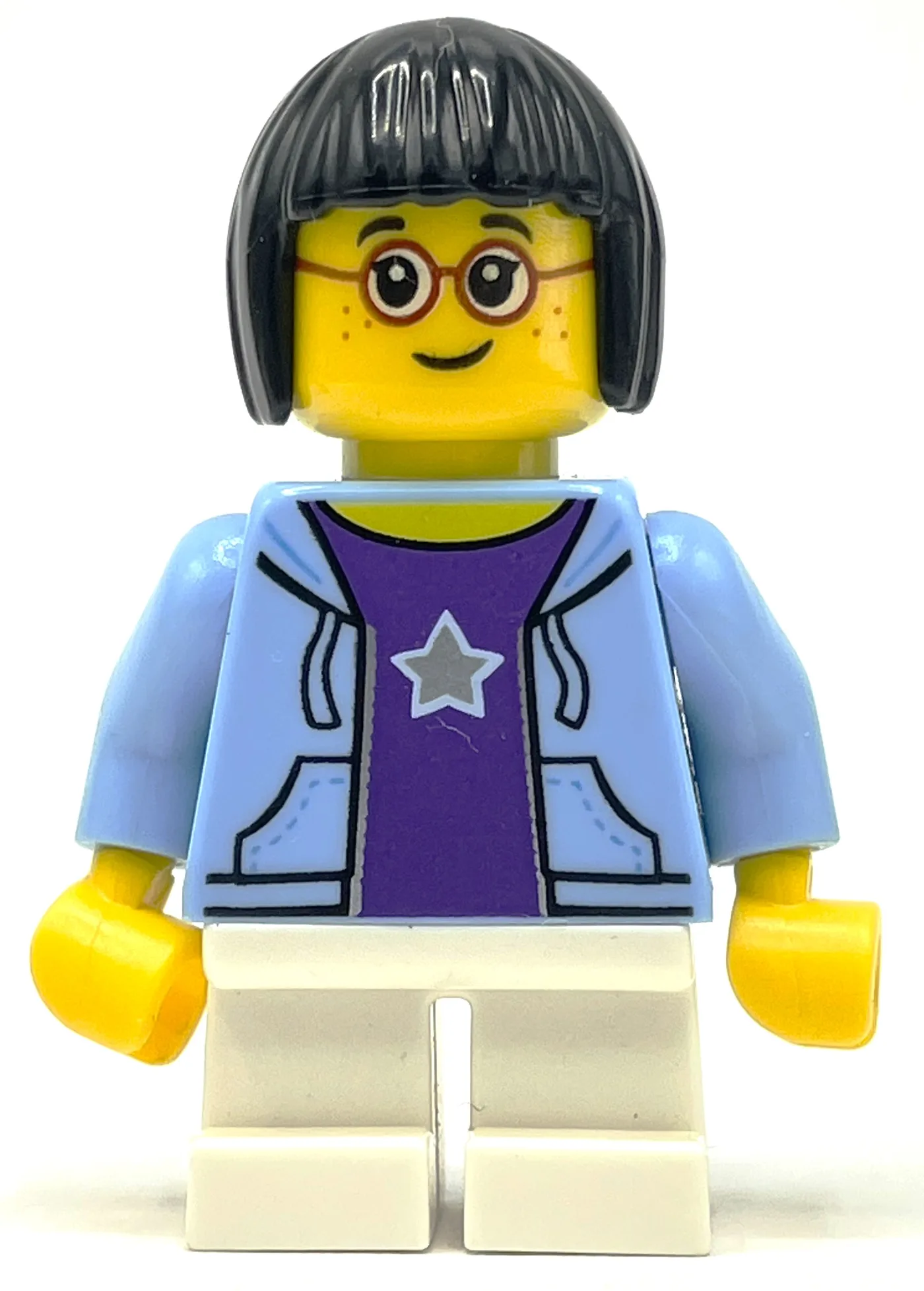 Kid, Bright Light Blue Torso, White Legs, Bla… — minifigurine LEGO | Brick Broker