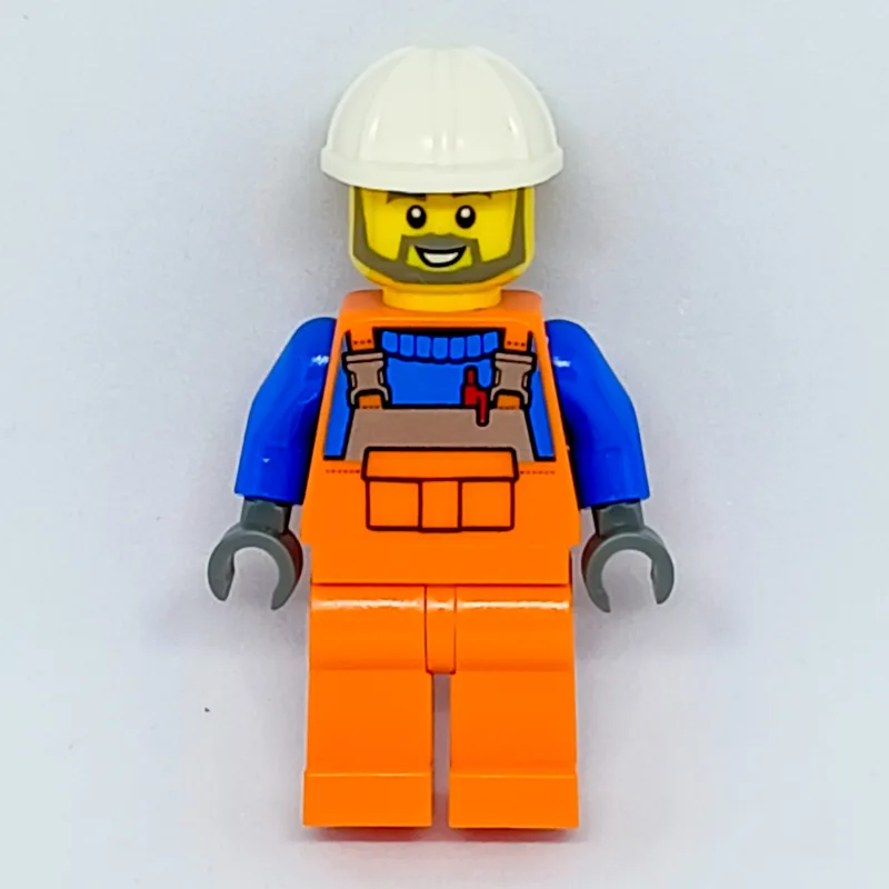 Construction Worker, Orange Overalls over Blu… — minifigurine LEGO | Brick Broker
