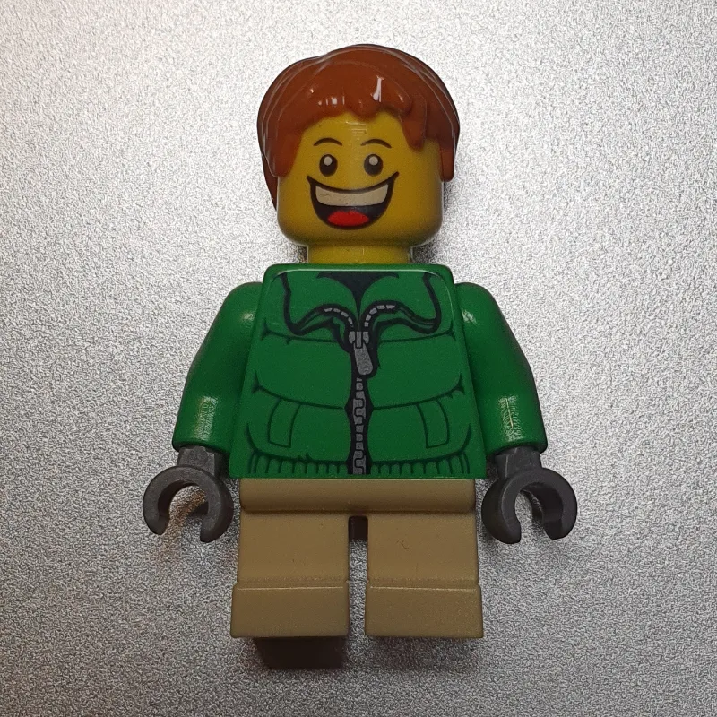 Boy, Green Jacket, Short Tan Legs, Dark Orang… — minifigurine LEGO | Brick Broker