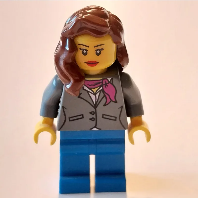 Woman, Dark Bluish Gray Jacket with Magenta S… — minifigurine LEGO | Brick Broker