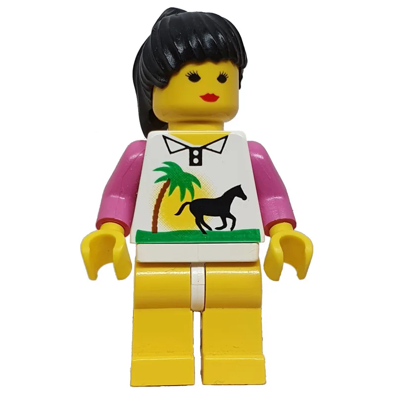 Woman, White Shirt with Palm Tree and Horse,… — minifigurine LEGO | Brick Broker
