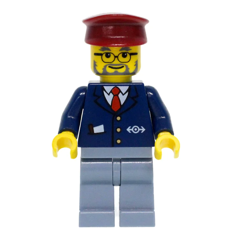 Conductor - Dark Blue Jacket, Sand Blue Legs,… — minifigurine LEGO | Brick Broker