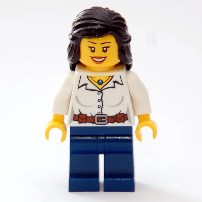 Female, White Blouse, Dark Blue Legs, Black H… — minifigurine LEGO | Brick Broker