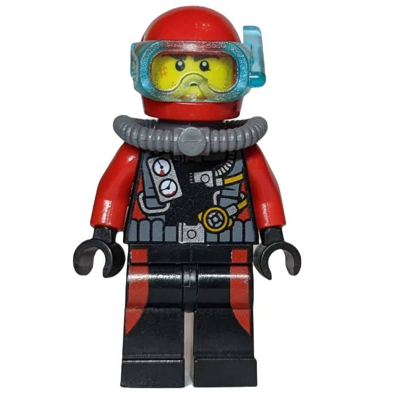Diver, Man, Black and Red Wetsuit with Gauges… — minifigurine LEGO | Brick Broker