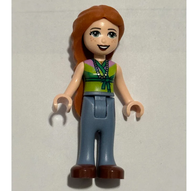 Ann - Green/Lime Vest, Sand Blue Trousers — minifigurine LEGO | Brick Broker