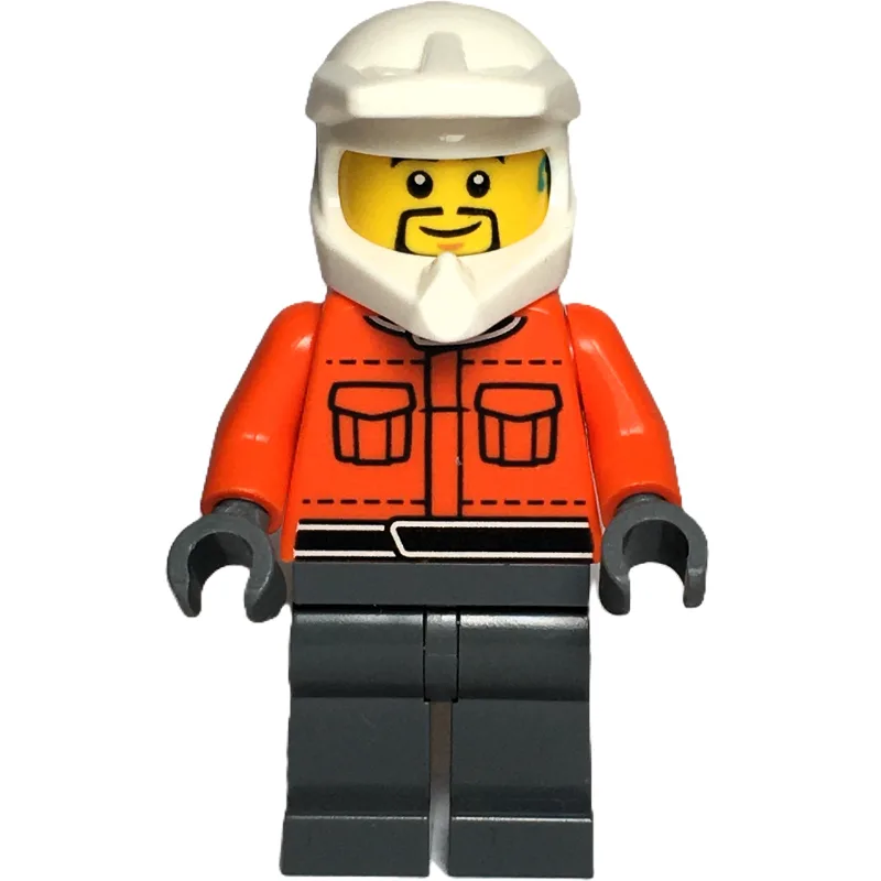 Pit Crew, Reddish Orange Torso, Dark Bluish G… — minifigurine LEGO | Brick Broker