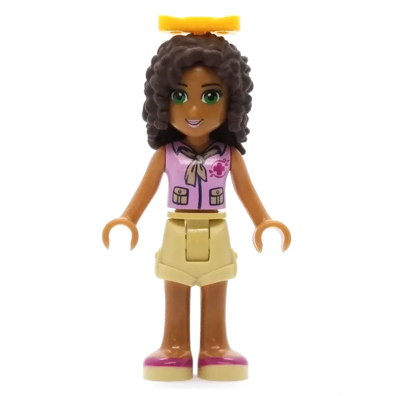 Andrea - Bright Pink Top, Tan Shorts, Bow — minifigurine LEGO | Brick Broker
