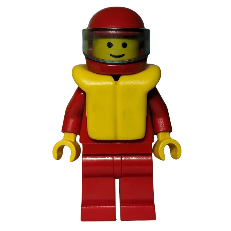 Man, Plain Red, Helmet with Visor, Yellow Lif… — minifigurine LEGO | Brick Broker