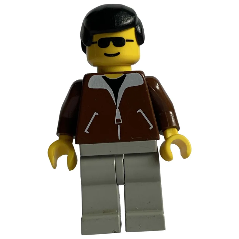 Man, Brown Jacket, Light Gray Legs, Black Hai… — minifigurine LEGO | Brick Broker