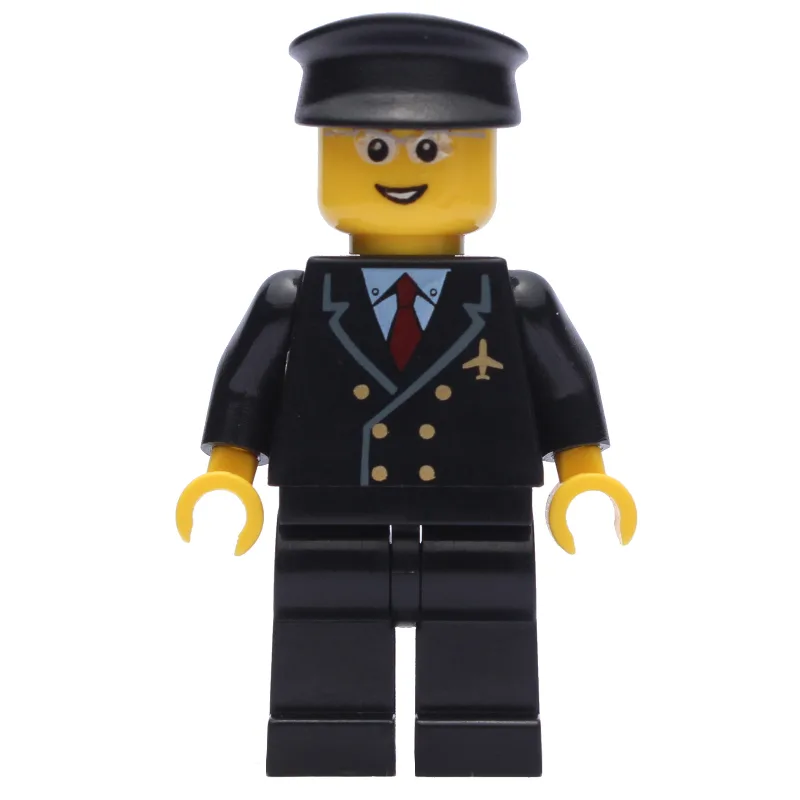 Pilot, Black Torso, Black Legs, Black Hat — minifigurine LEGO | Brick Broker