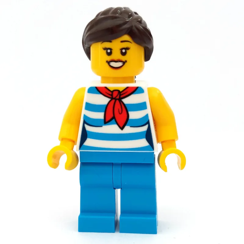 Woman, Dark Azure Striped Shirt, Dark Azure L… — minifigurine LEGO | Brick Broker