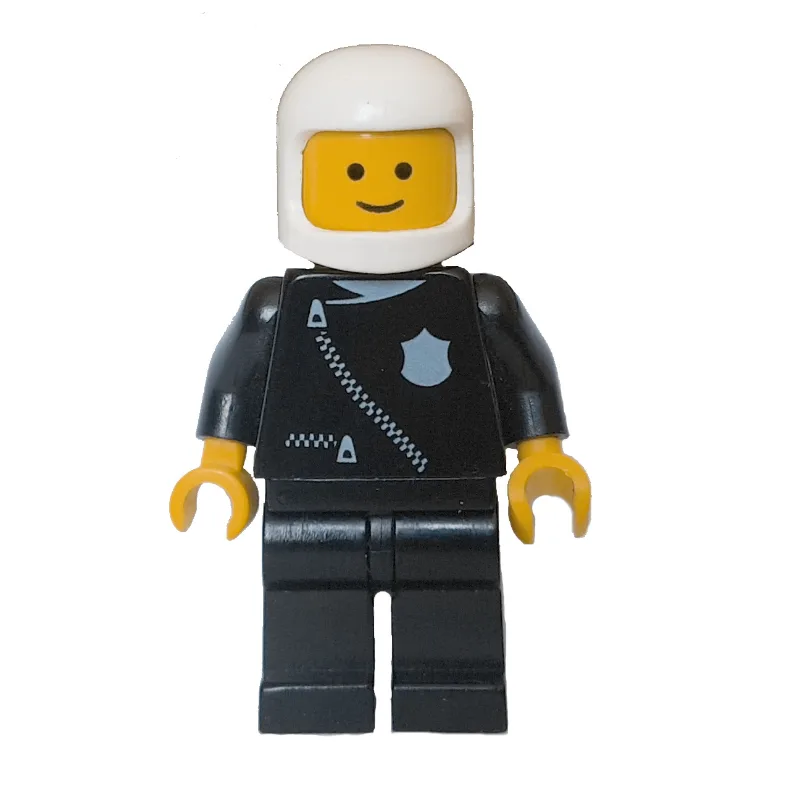 Policeman, Black Jacket with Zipper, White He… — minifigurine LEGO | Brick Broker