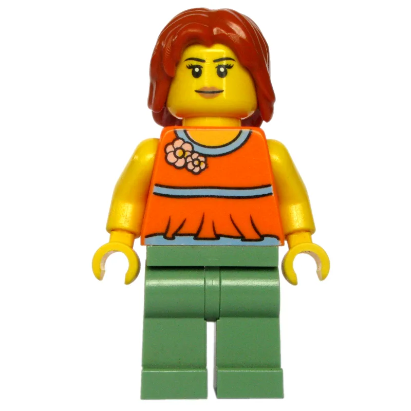 Orange Torso, Sand Green Legs, Dark Orange Ha… — minifigurine LEGO | Brick Broker
