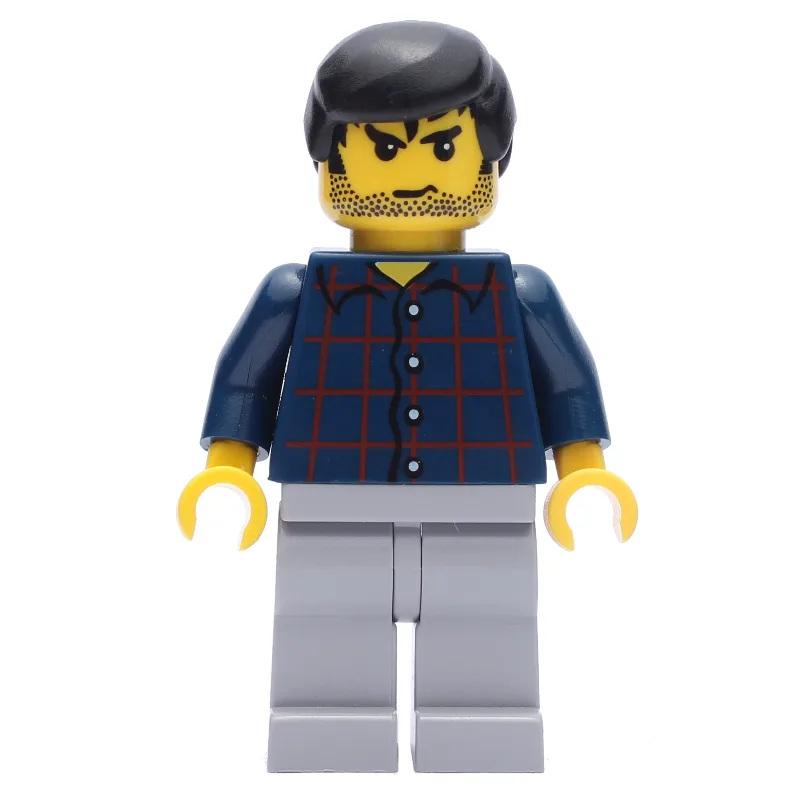 Man - Dark Blue Plaid Torso, Light Bluish Gra… — minifigurine LEGO | Brick Broker