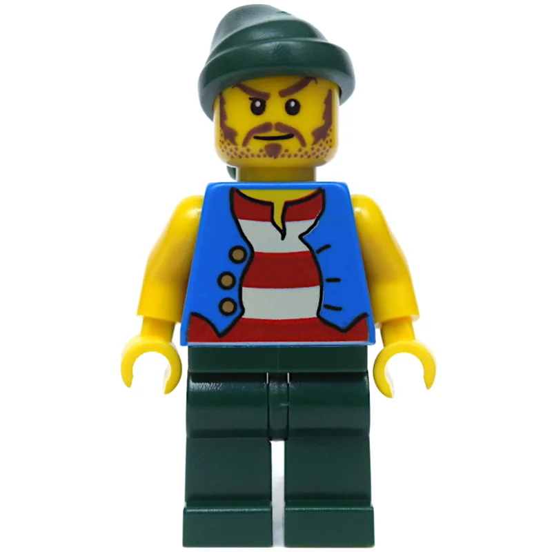 Pirate - Blue Vest, Dark Green Legs, Dark Gre… — minifigurine LEGO | Brick Broker