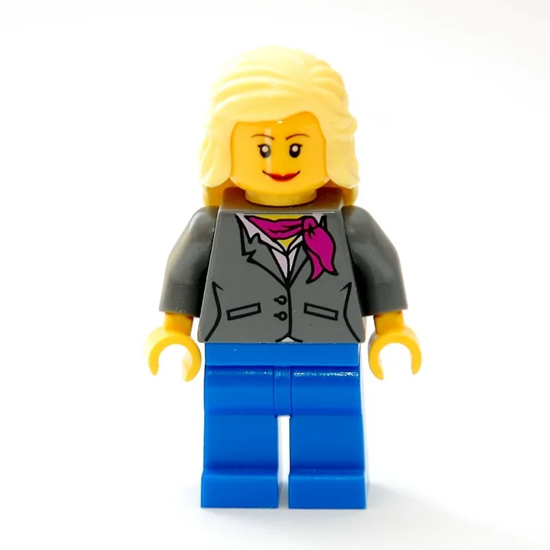 Woman, Dark Bluish Gray Jacket with Magenta S… — minifigurine LEGO | Brick Broker
