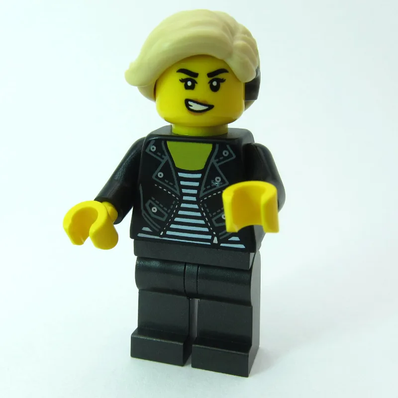 Woman, Black Jacket, Pearl Titanium Legs, Hea… — minifigurine LEGO | Brick Broker