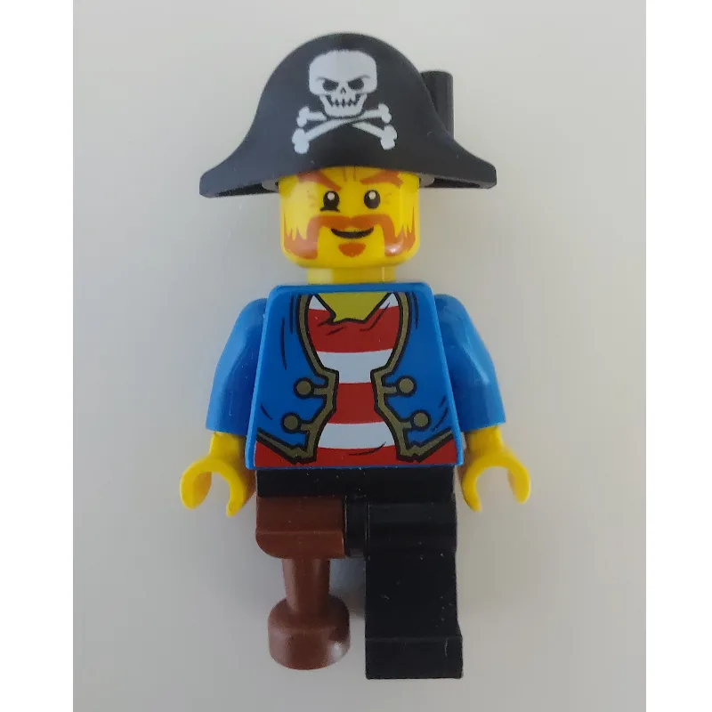 Pirate with Blue Jacket over Red and White St… — minifigurine LEGO | Brick Broker
