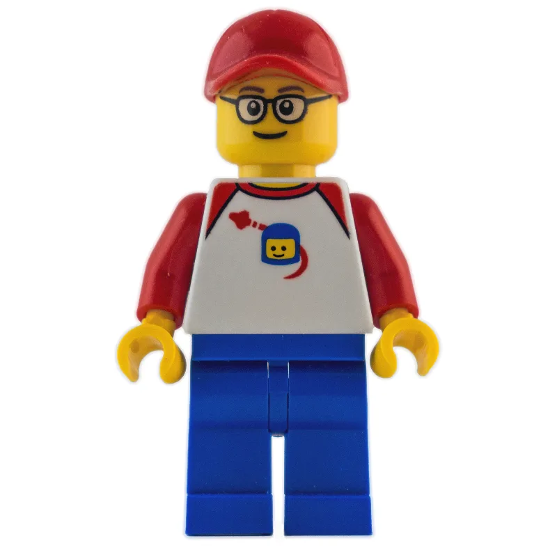 Man - White Torso, classic Space Logo, Blue L… — minifigurine LEGO | Brick Broker