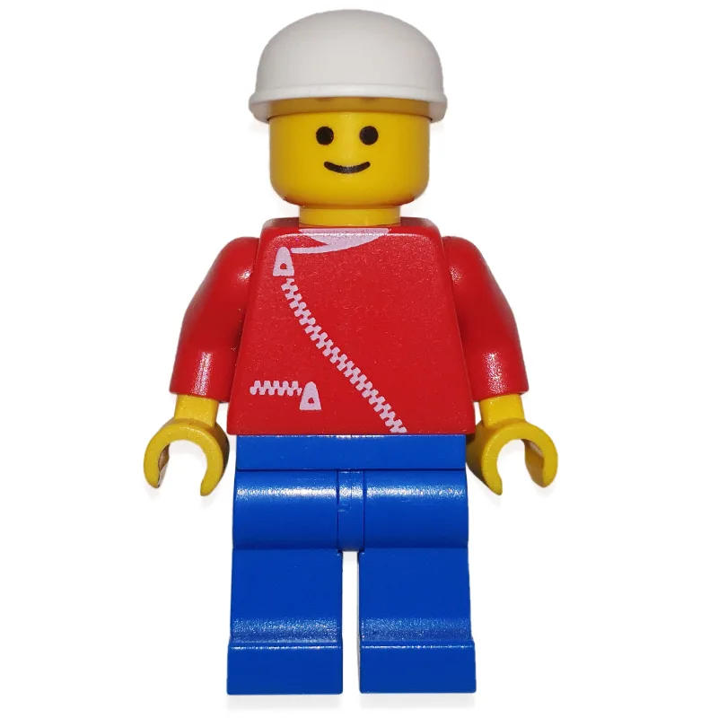 Man, Red Jacket with Zipper and Pockets, Blue… — minifigurine LEGO | Brick Broker