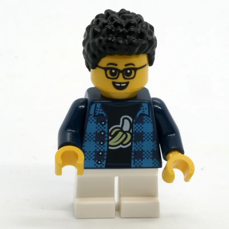 Boy, Dark Blue Plaid Shirt, Short White Legs,… — minifigurine LEGO | Brick Broker