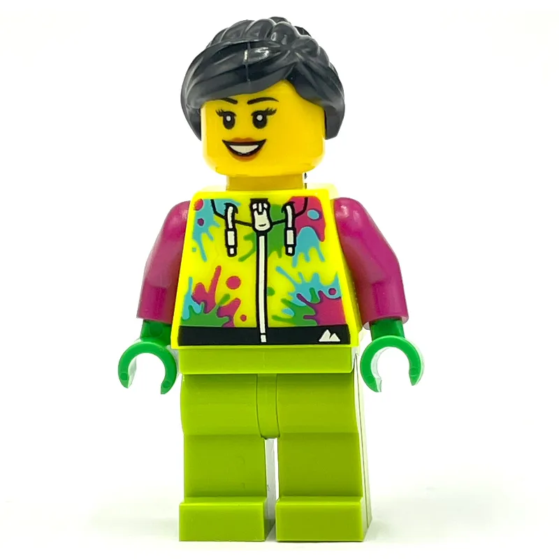 Cyclist, Vibrant Yellow and Black Jumpsuit — minifigurine LEGO | Brick Broker